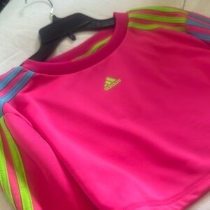 Adidas Pink Crop Top with Neon Accents